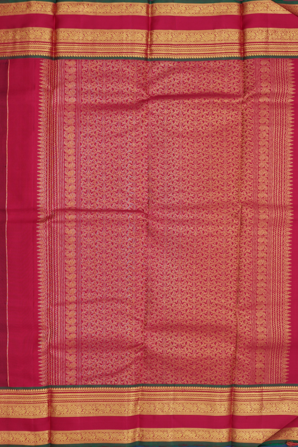 Kanchipuram Silk Saree In Blue With Yali Buttas