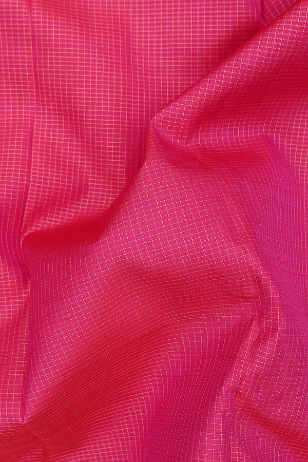 Kanchipuram Silk Saree In Rani Pink With Checks Design