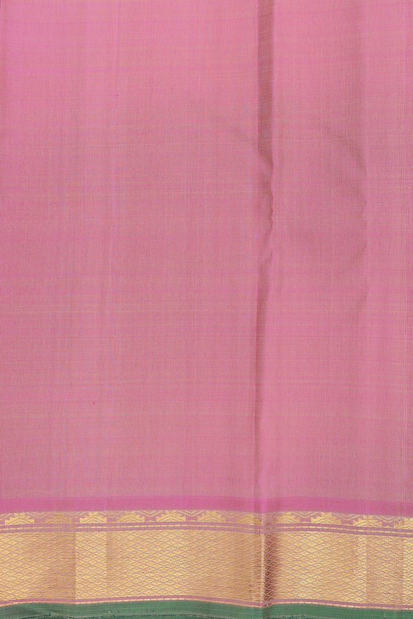 Kanchipuram Silk Saree In Cream Color With Checks Design
