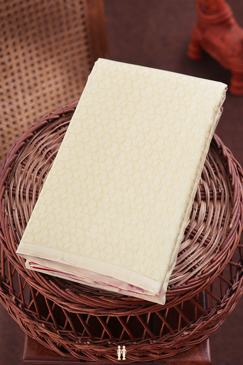 Kanchipuram Silk Saree In Off White With Jacquard Pattern