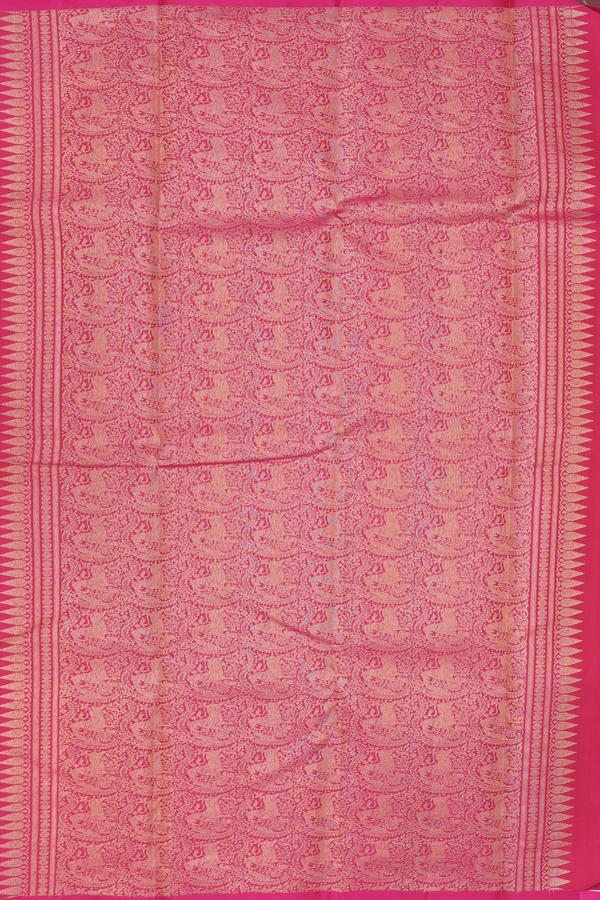 Kanchipuram Silk Saree In Off White With Jacquard Pattern