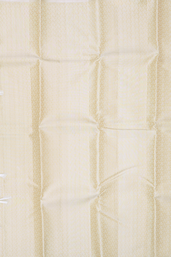 Kanchipuram Silk Saree In Off White With Jacquard Pattern