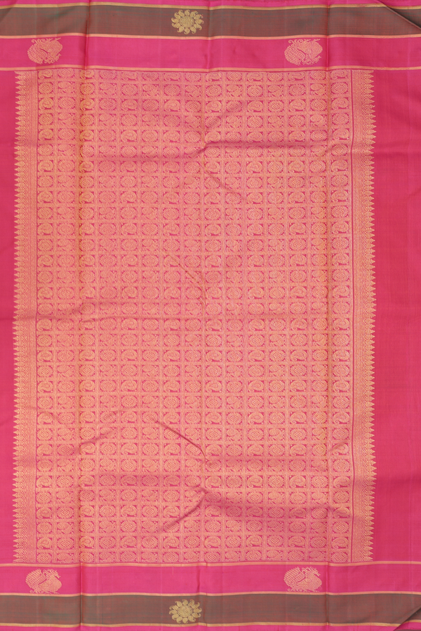 Kanchipuram Silk Saree In Yellow With Jacquard Pattern