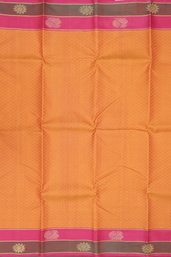 Kanchipuram Silk Saree In Yellow With Jacquard Pattern