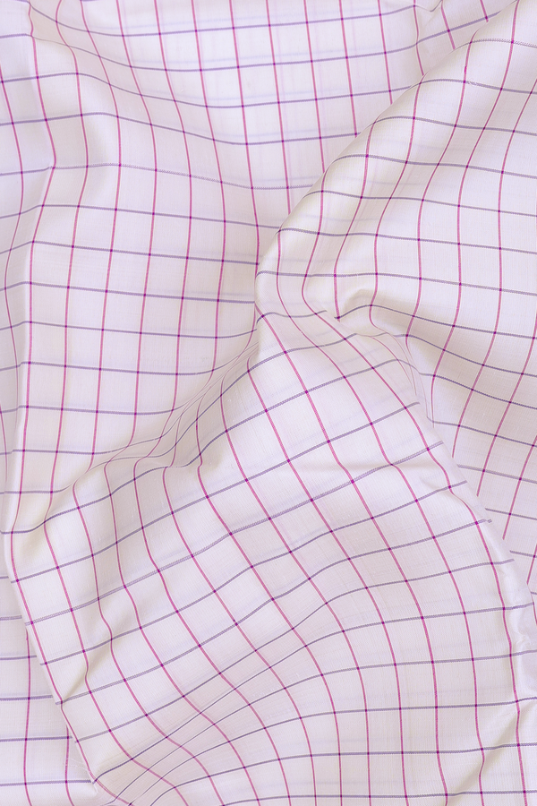 Kanchipuram Silk Saree In Off White With Checks Design