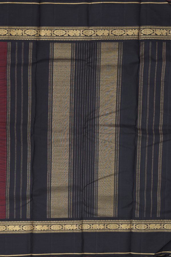 Kanchipuram Silk Saree In Scarlet Red With Checks Design