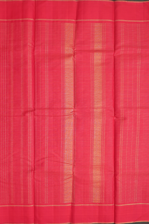 Kanchipuram Silk Saree In Scarlet Red With Checks Design