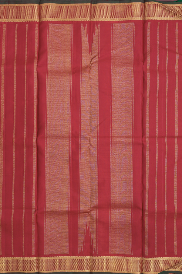 Kanchipuram Silk Saree In Crimson Red With Checks Design