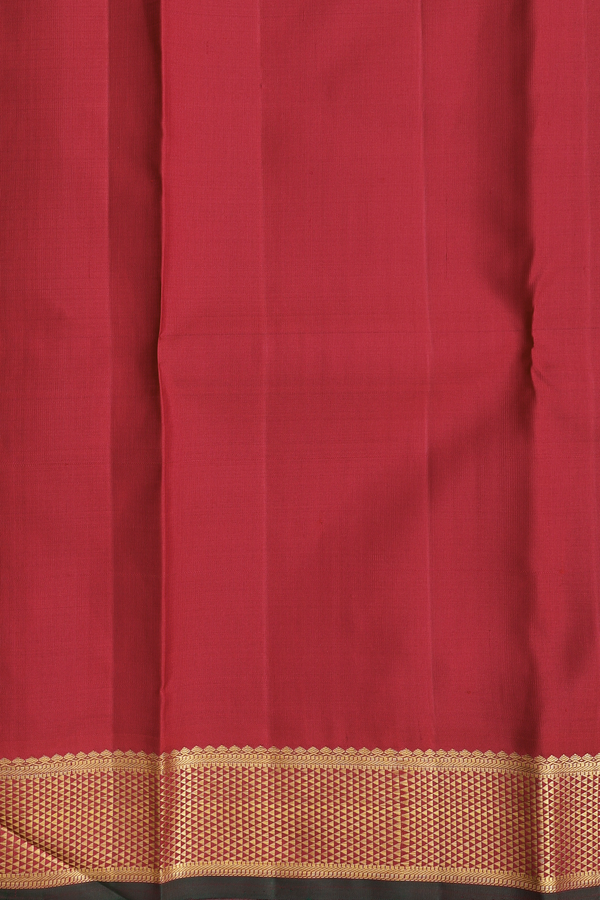 Kanchipuram Silk Saree In Crimson Red With Checks Design