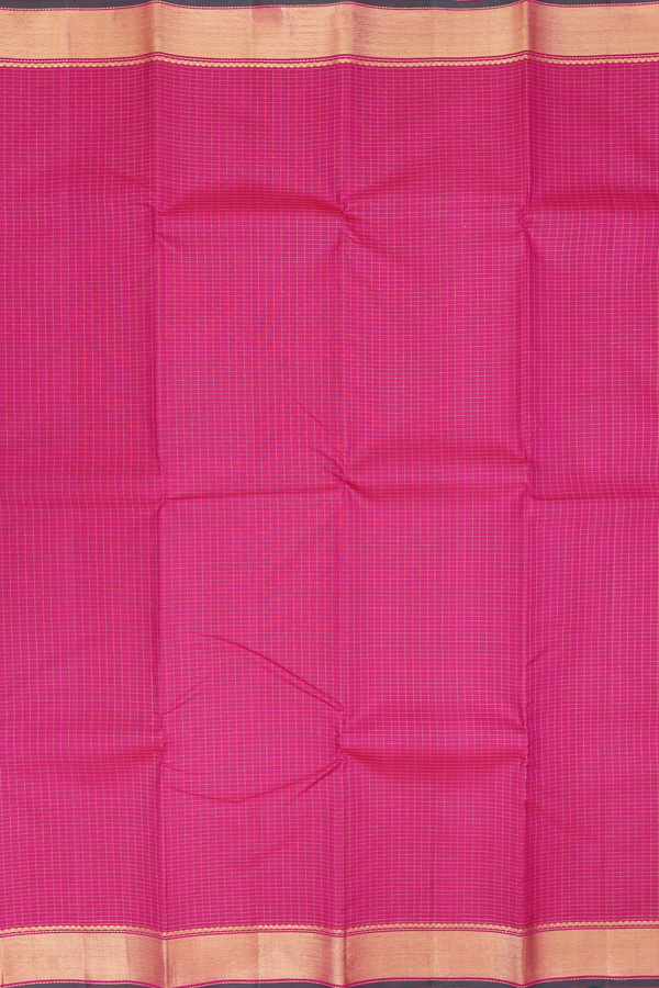 Kanchipuram Silk Saree In Magenta With Checks Design