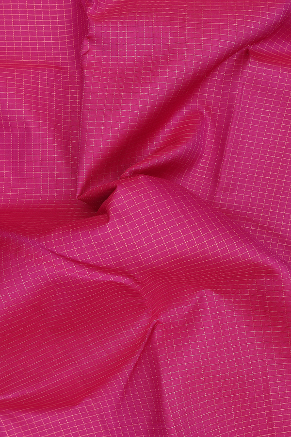 Kanchipuram Silk Saree In Magenta With Checks Design