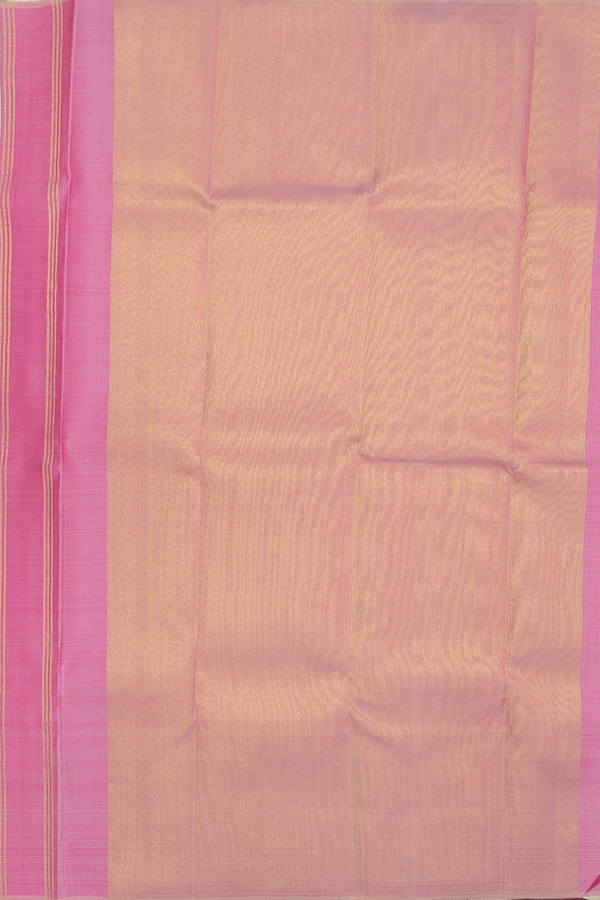 Kanchipuram Silk Saree In Off White With Temple Border