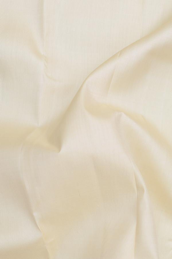 Kanchipuram Silk Saree In Off White With Temple Border