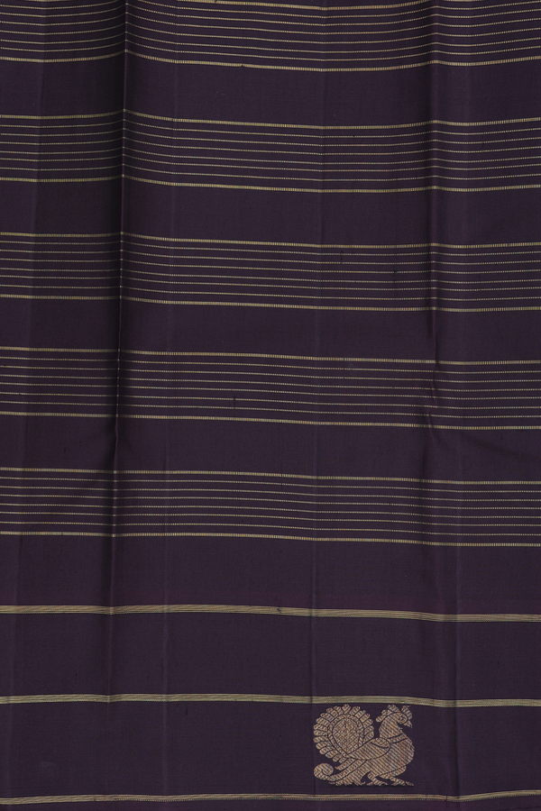 Kanchipuram Silk Saree In Plum Purple With Checks Design