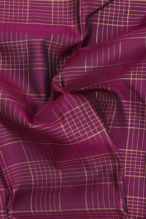Kanchipuram Silk Saree In Plum Purple With Checks Design