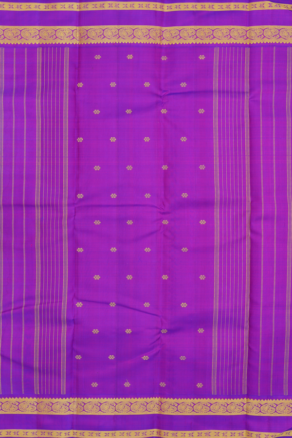 Kanchipuram Silk Saree In Parrot Green With Floral Buttas