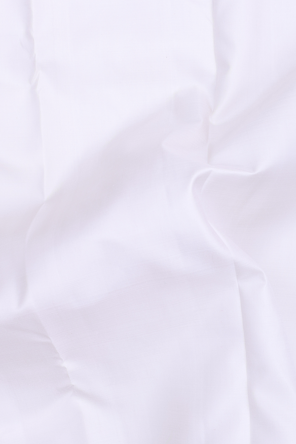 Kanchipuram Silk Saree In White With Contrast Border