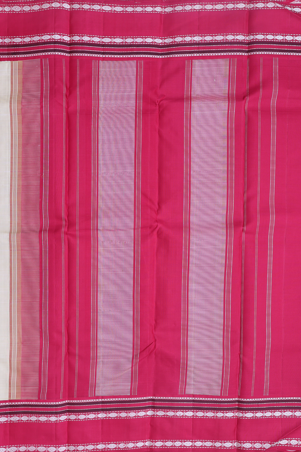 Kanchipuram Silk Saree In Cream Color With Stripes Design