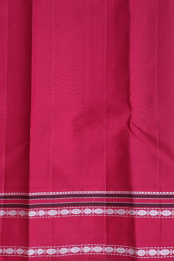 Kanchipuram Silk Saree In Cream Color With Stripes Design