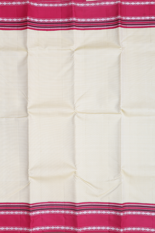 Kanchipuram Silk Saree In Cream Color With Stripes Design