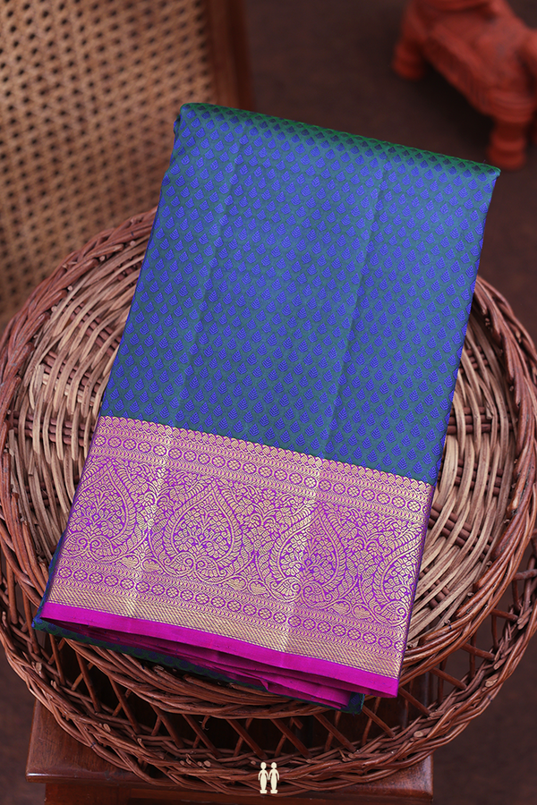 Kanchipuram Silk Saree In Royal Blue With Jacquard Design