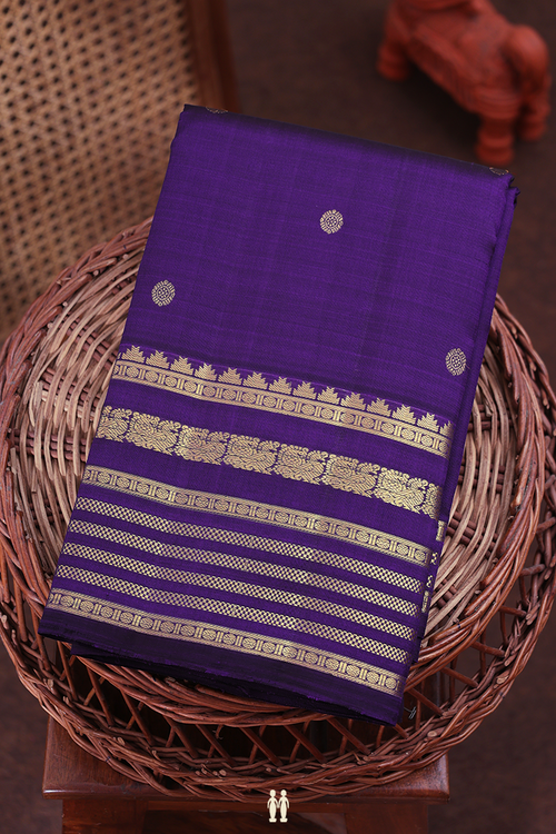 Kanchipuram Silk Saree In Royal Purple With Chakram Buttas