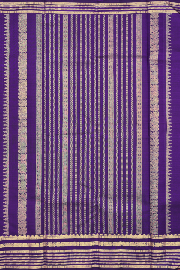 Kanchipuram Silk Saree In Royal Purple With Chakram Buttas