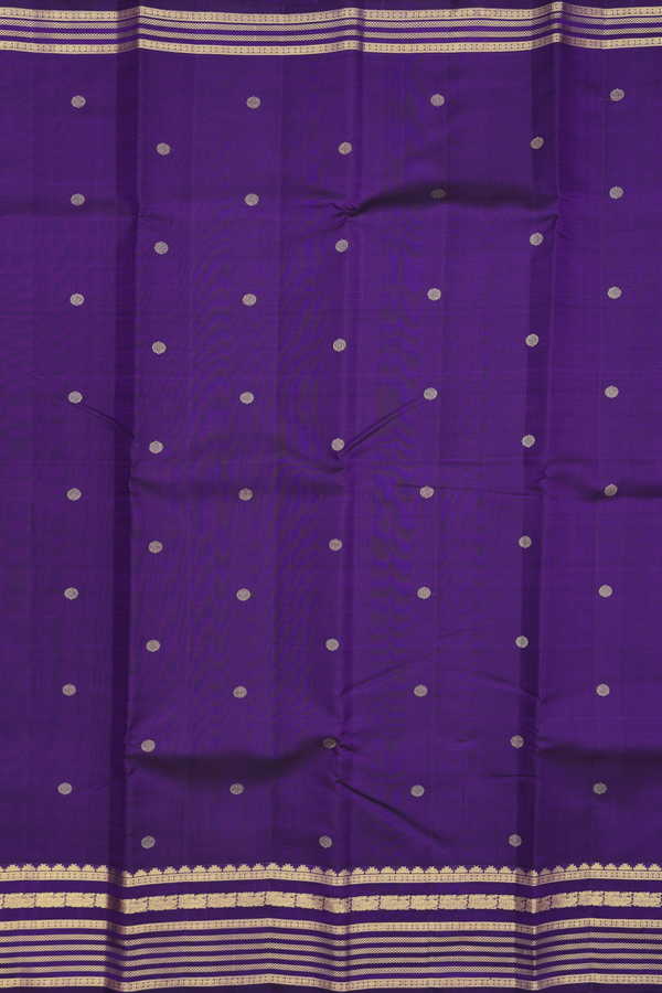 Kanchipuram Silk Saree In Royal Purple With Chakram Buttas