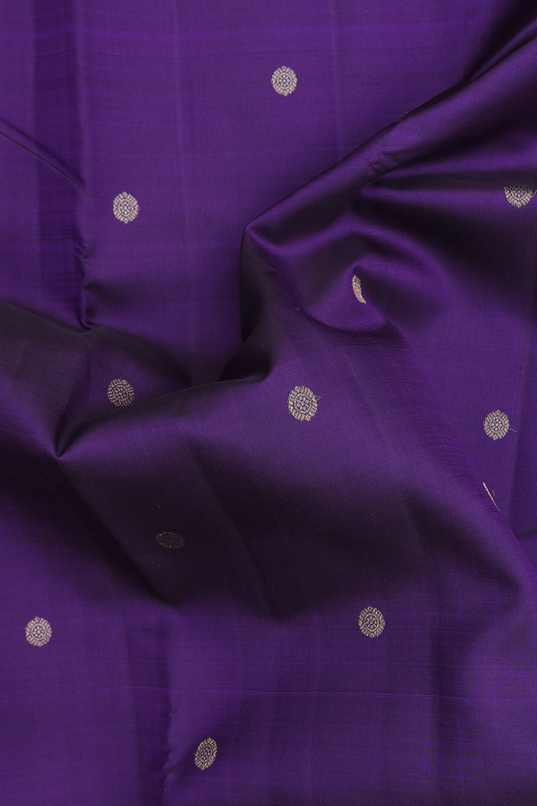 Kanchipuram Silk Saree In Royal Purple With Chakram Buttas