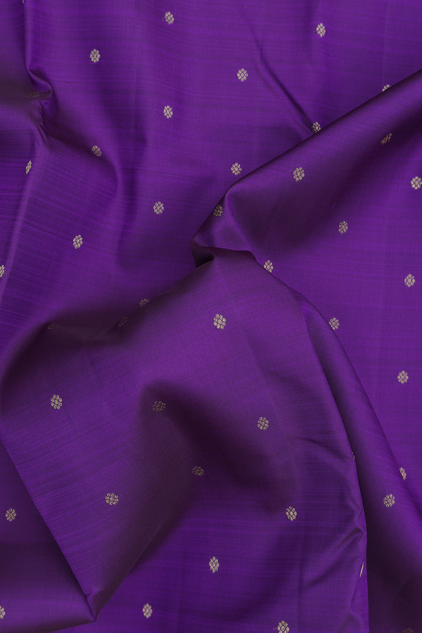 Kanchipuram Silk Saree In Royal Purple With Floral Buttis
