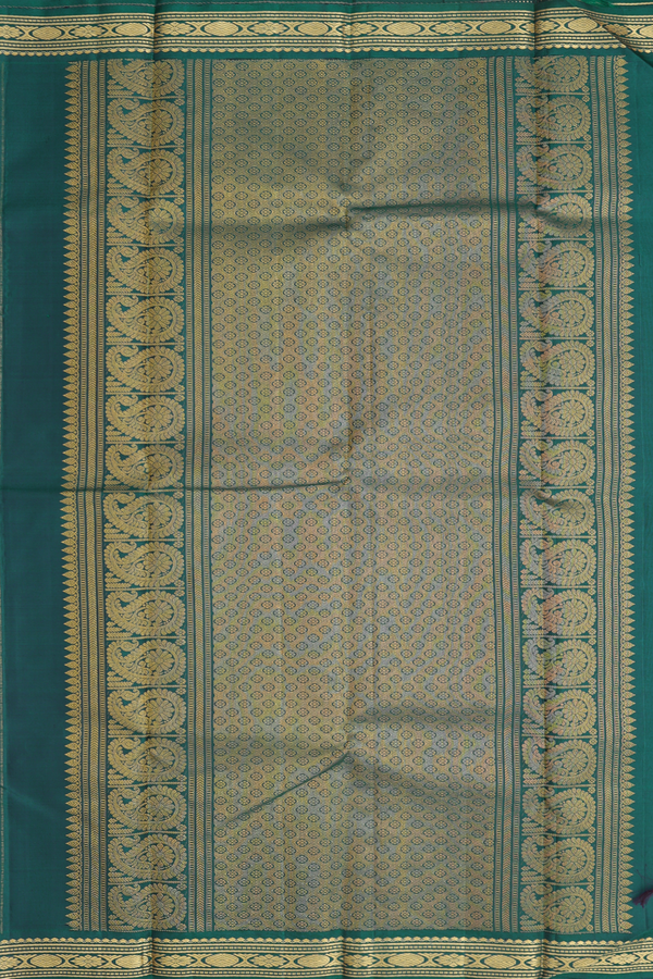 Kanchipuram Silk Saree In Dark Oak Brown With Paisley Buttas