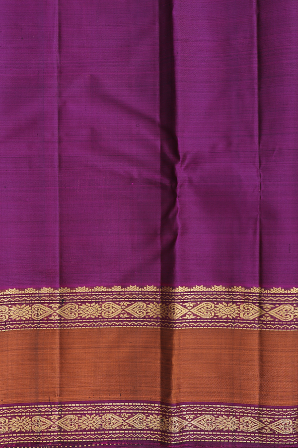 Kanchipuram Silk Saree In Royal Blue With Stripes Design