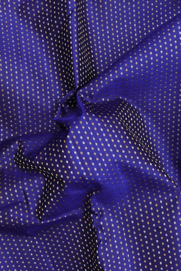 Kanchipuram Silk Saree In Royal Blue With Stripes Design