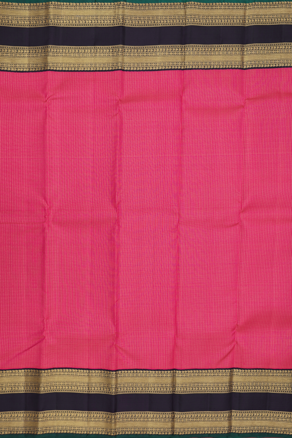 Kanchipuram Silk Saree In Pink With Checks Design