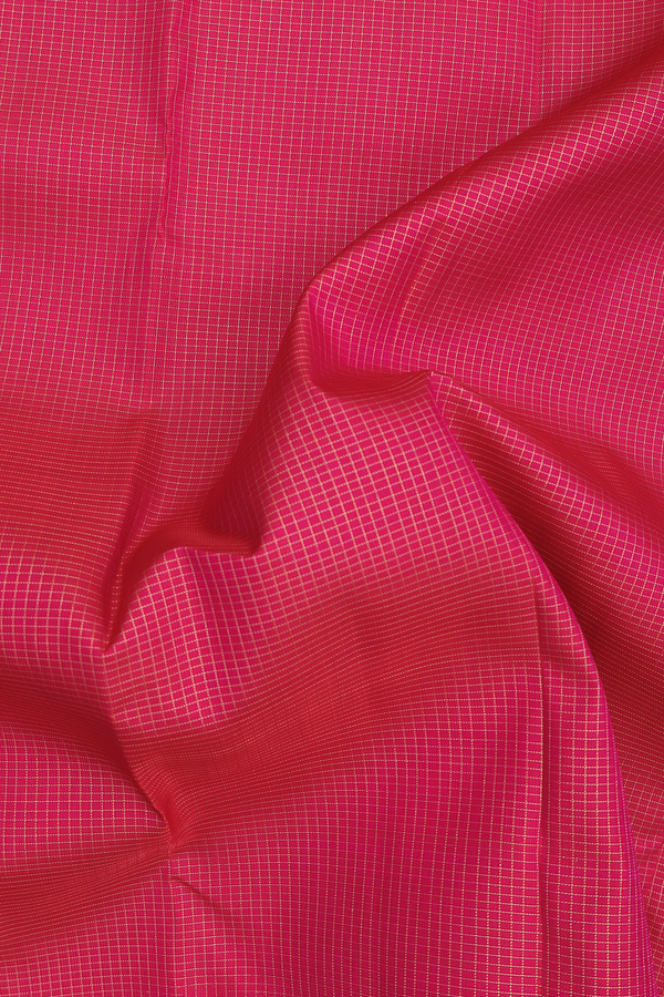Kanchipuram Silk Saree In Pink With Checks Design