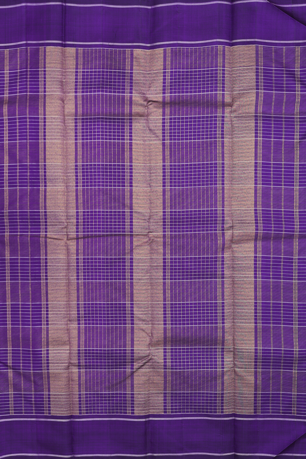 Kanchipuram Silk Saree In Regal Purple With Checks Design