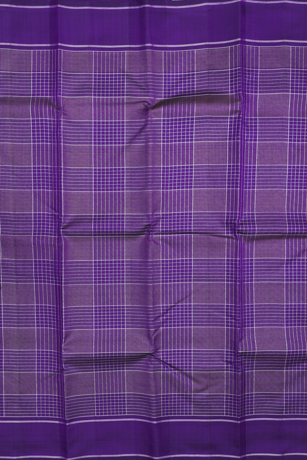 Kanchipuram Silk Saree In Regal Purple With Checks Design