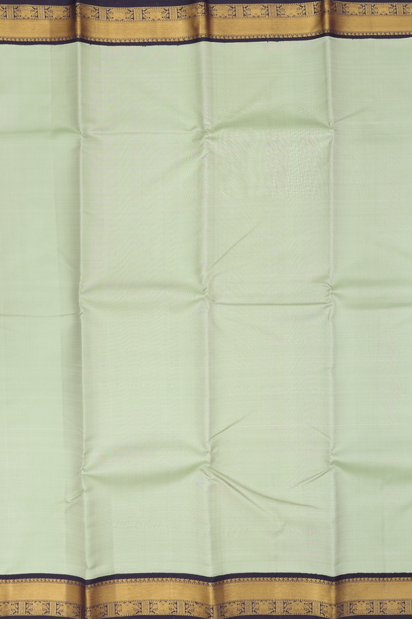 Kanchipuram Silk Saree In Pastel Green With Contrast Border