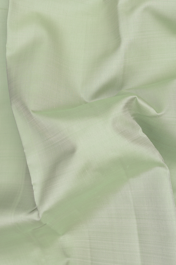 Kanchipuram Silk Saree In Pastel Green With Contrast Border