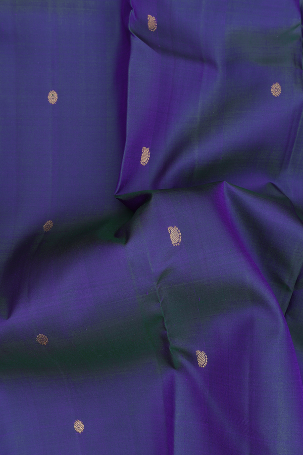 Kanchipuram Silk Saree In Dual Tone With Paisley Buttis