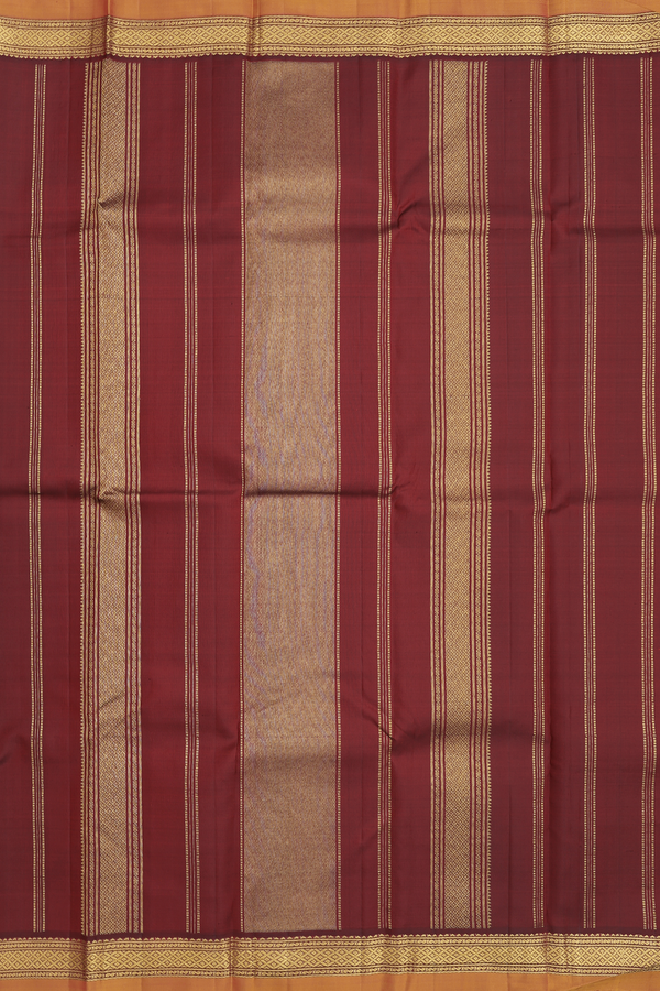 Kanchipuram Silk Saree In Orange With Malli Moggu Buttas