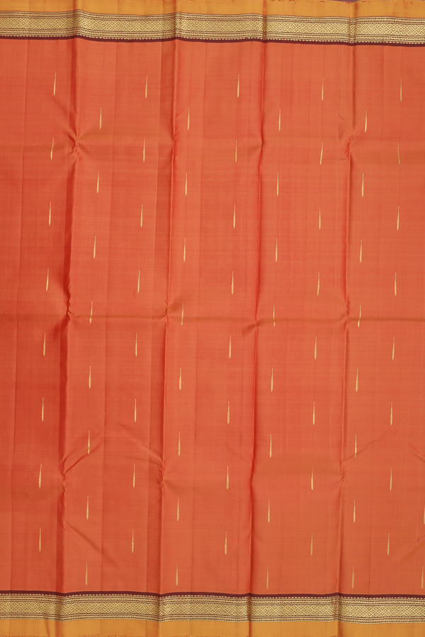 Kanchipuram Silk Saree In Orange With Malli Moggu Buttas