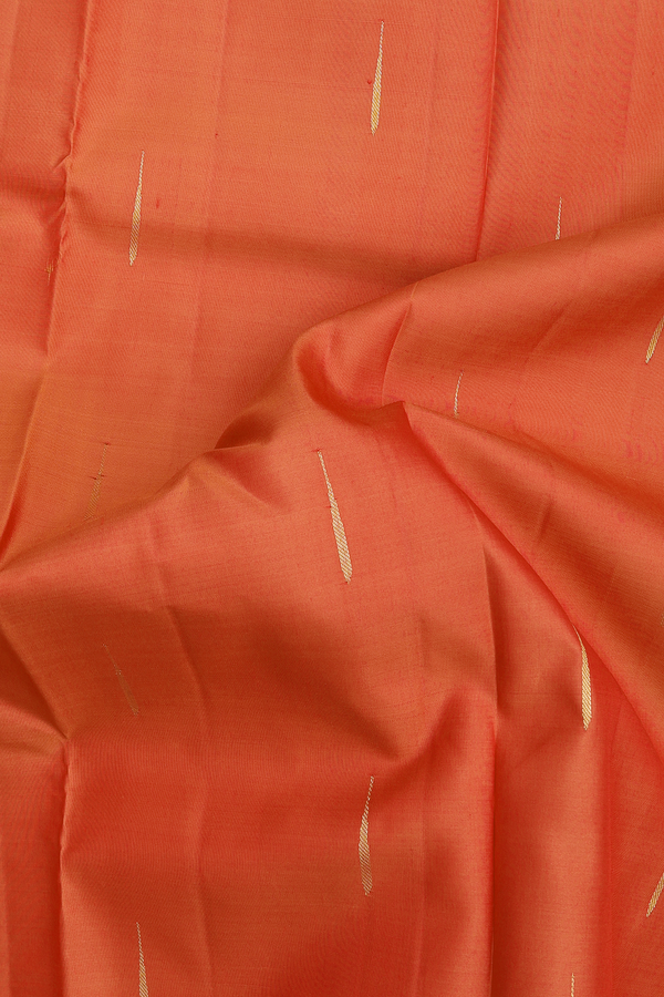 Kanchipuram Silk Saree In Orange With Malli Moggu Buttas