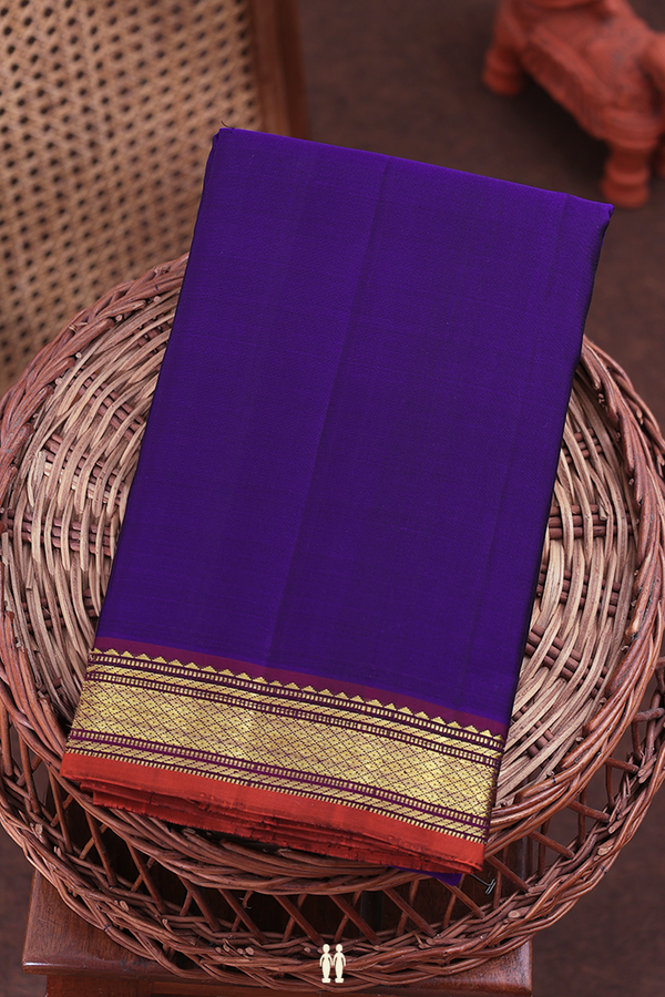 Kanchipuram Silk Saree In Royal Blue With Zari Border