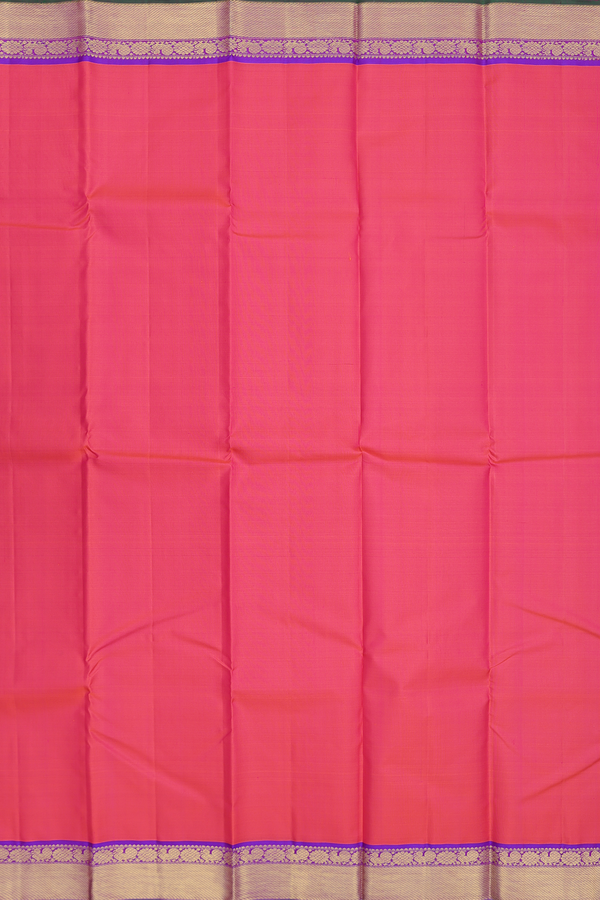 Kanchipuram Silk Saree In Coral Pink With Contrast Border