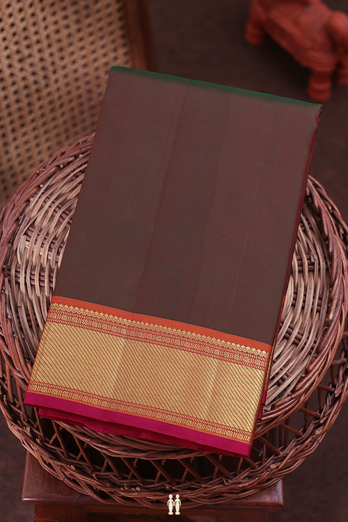 Kanchipuram Silk Saree In Manthulir With Twill Weave Border