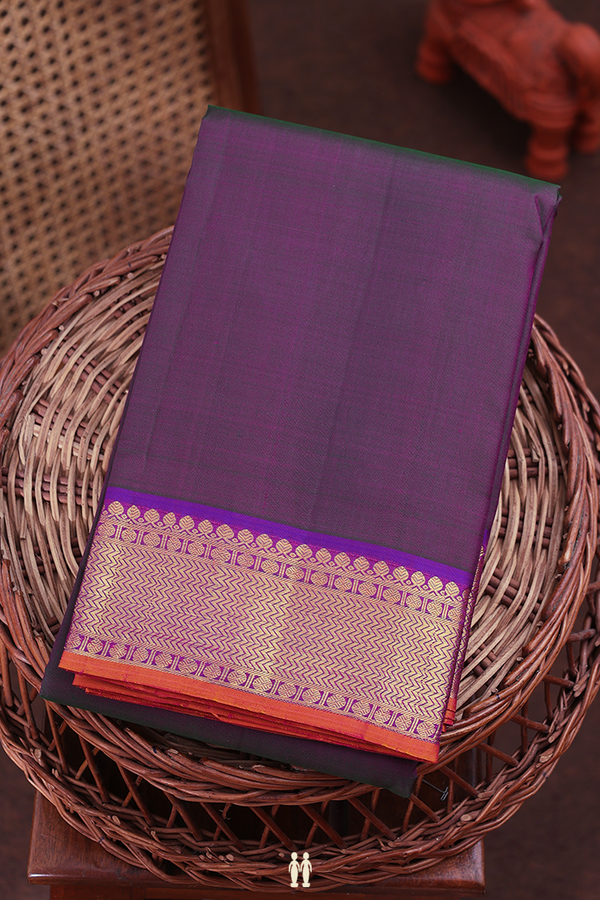 Kanchipuram Silk Saree In Dual Tone With Contrast Border
