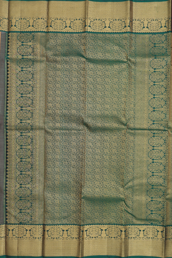Kanchipuram Silk Saree In Cream Color With Peacock Motifs