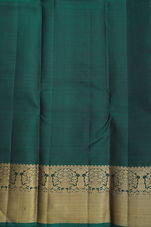 Kanchipuram Silk Saree In Cream Color With Peacock Motifs