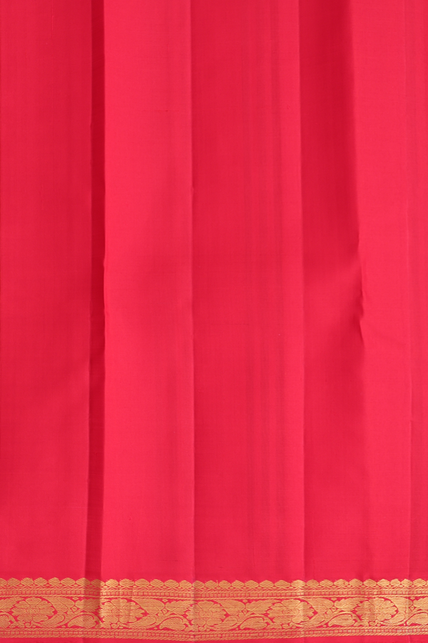 Kanchipuram Silk Saree In Chilli Red With Stripes Design